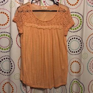 Coral lace blouse